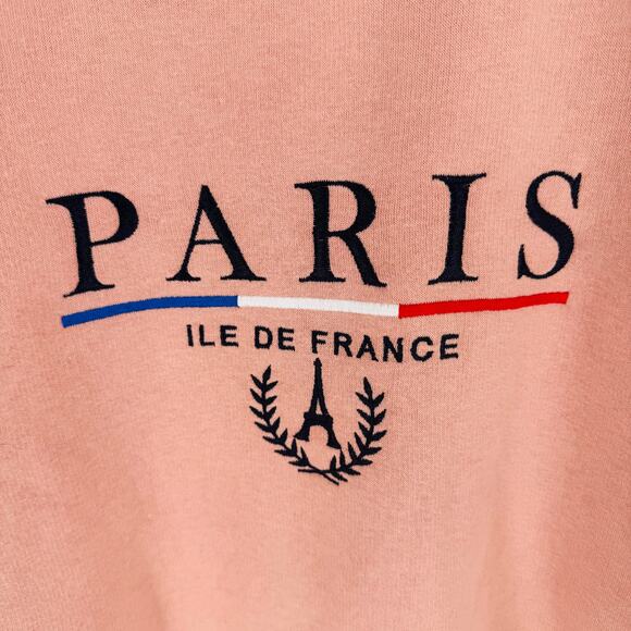 Paris Tour d’Or Embroidered Crewneck Sweatshirt Pink Pullover Size XXL - Picture 4 of 6